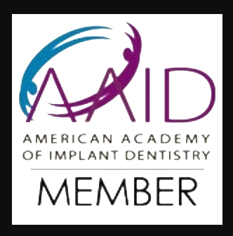 AAID logo representing the American Academy of Implant Dentistry and membership designation.